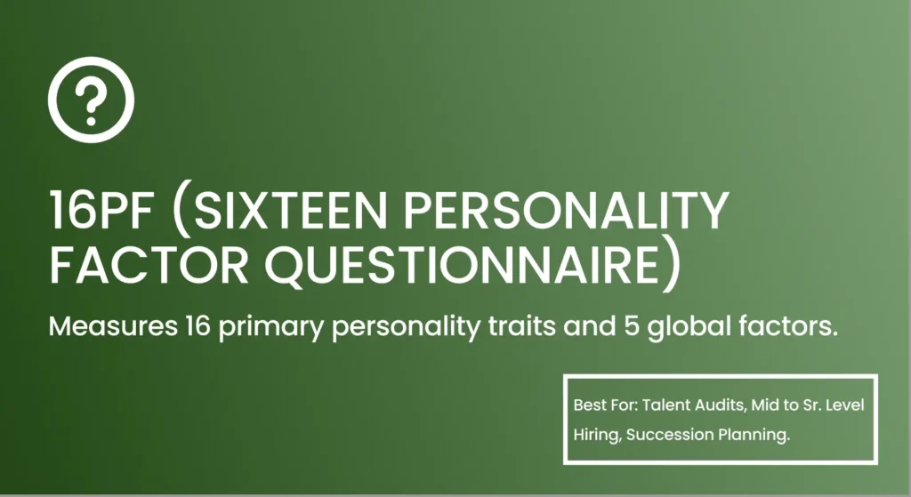 16 PF assessment tools for hiring and succession planning