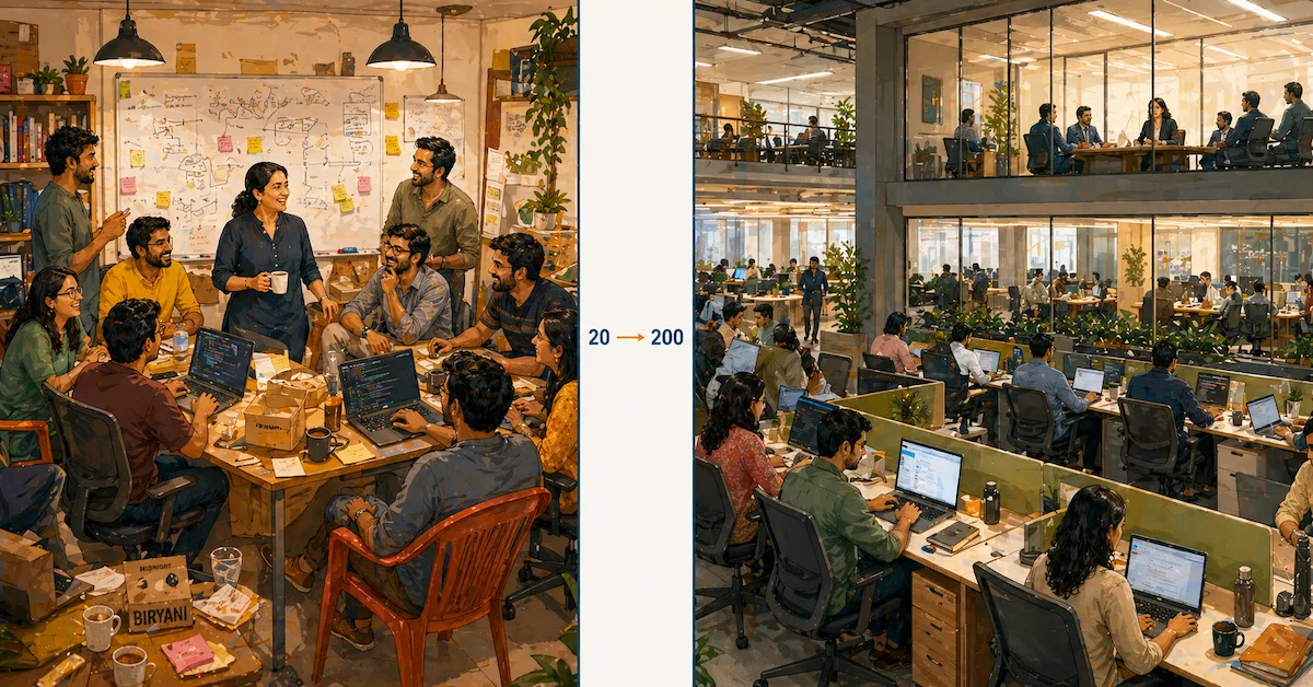 Startup culture in India scaling from 20 to 200 employees